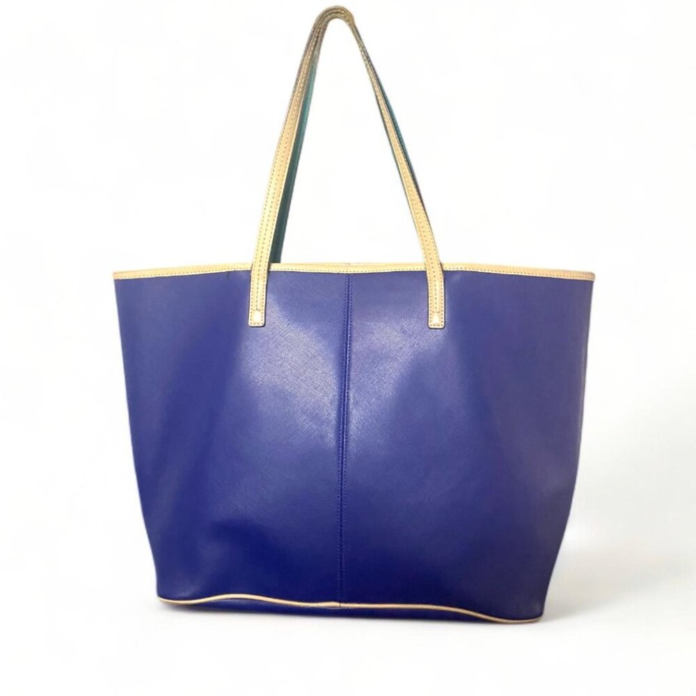 EUC Coach Blue and Cream Tote Bag - Picture 3 of 7